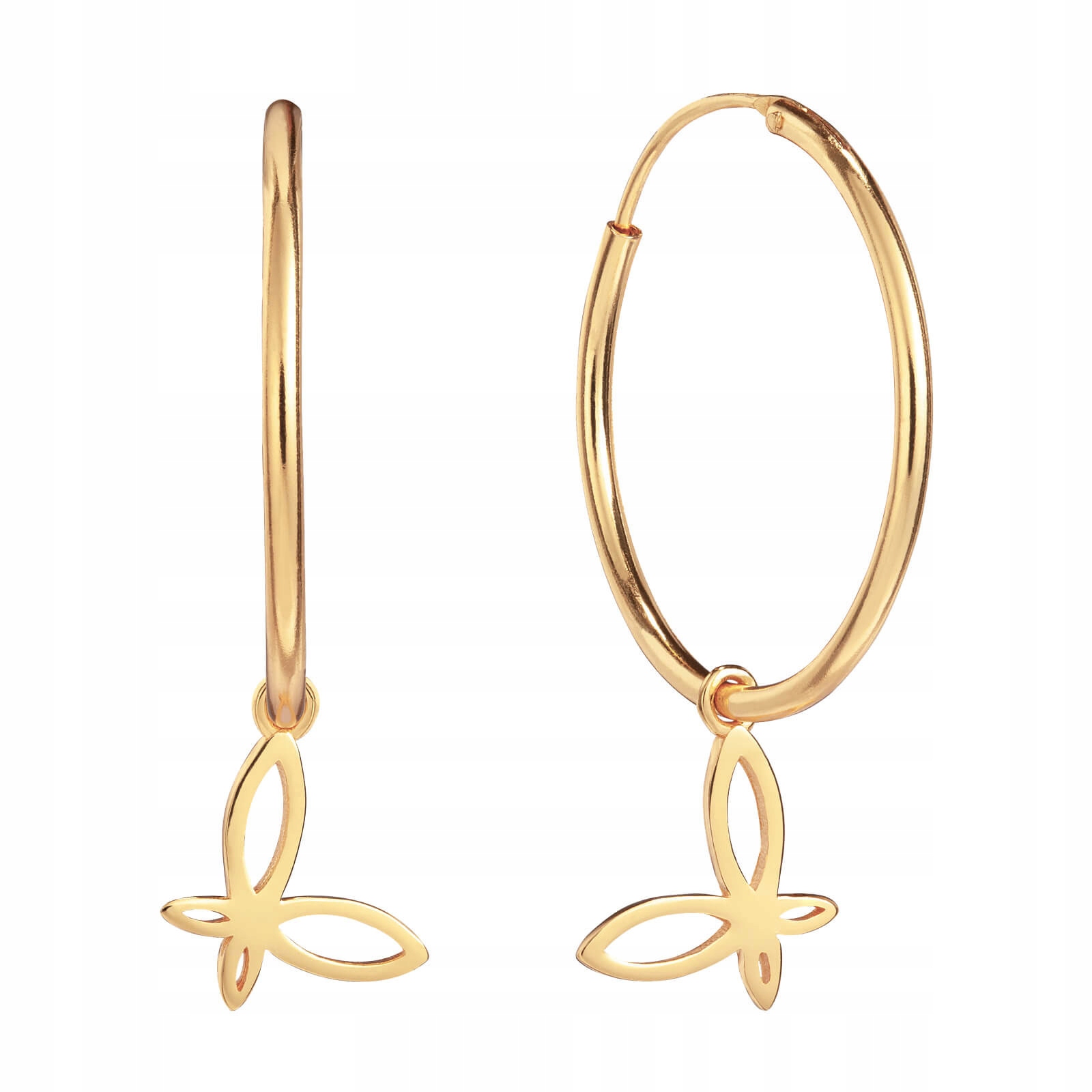 

Kolczyki srebrne pozłacane kółka z motylami Sadva