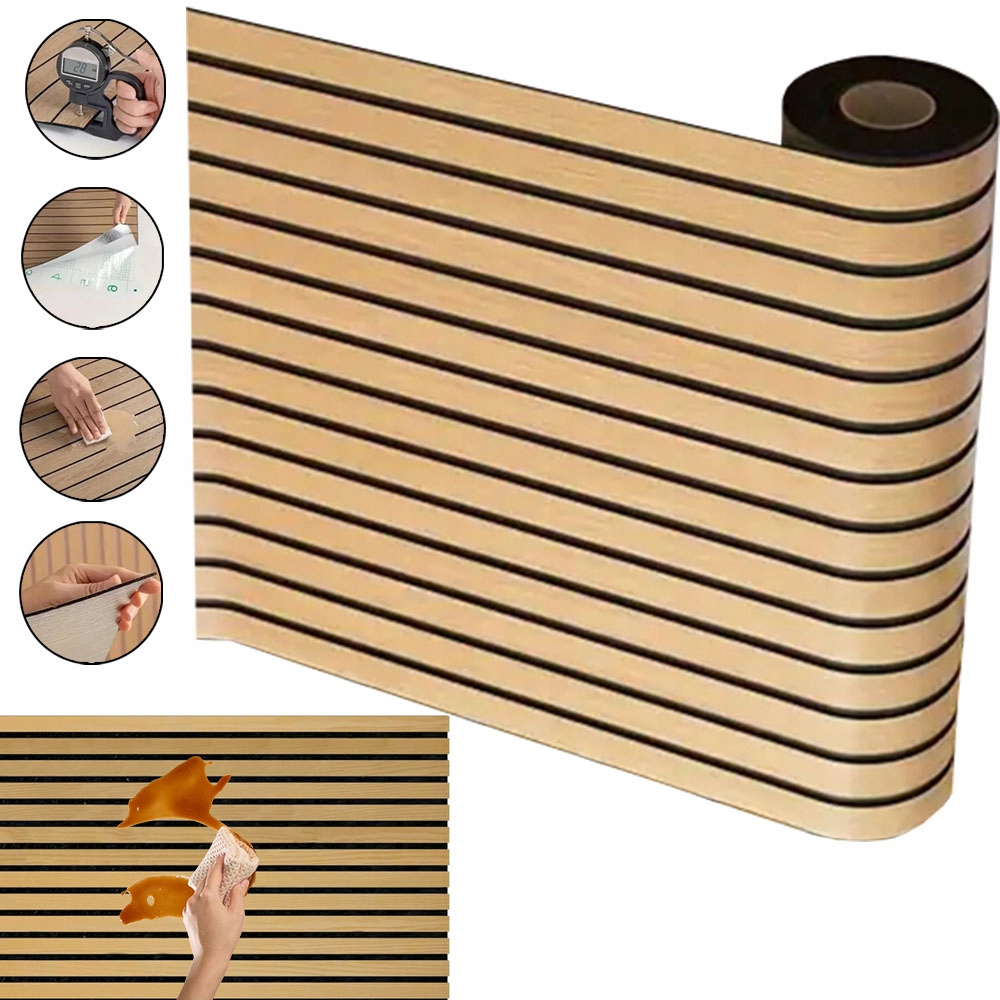 Tapeta Lamel Samoprzylepna Panele Ścienne 3d Deski Drewno Pvc Wodoodporna