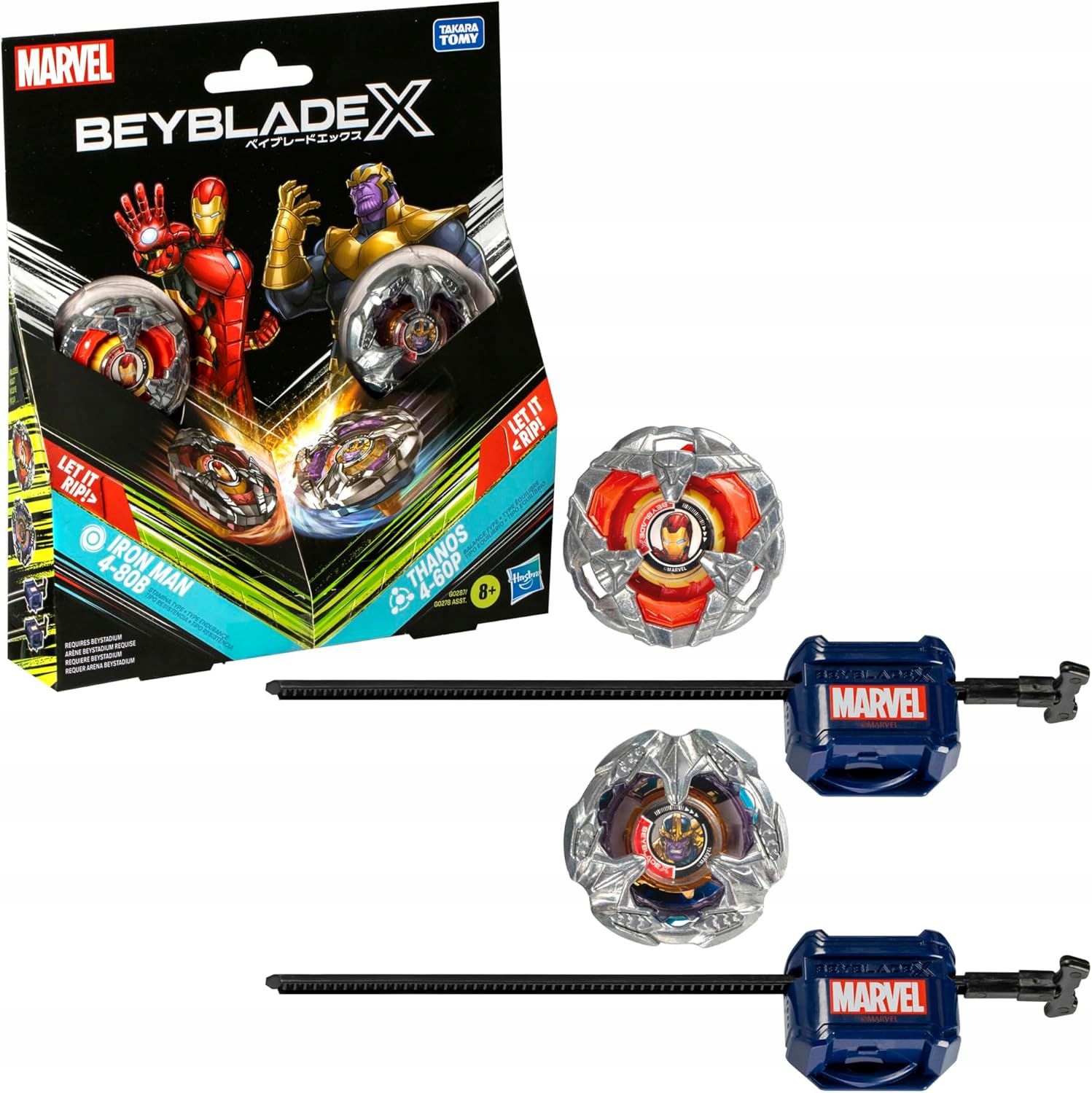Beyblade X Dual Pack Iron Man 4-80B (stamina)+thanos 4-60P (balance)