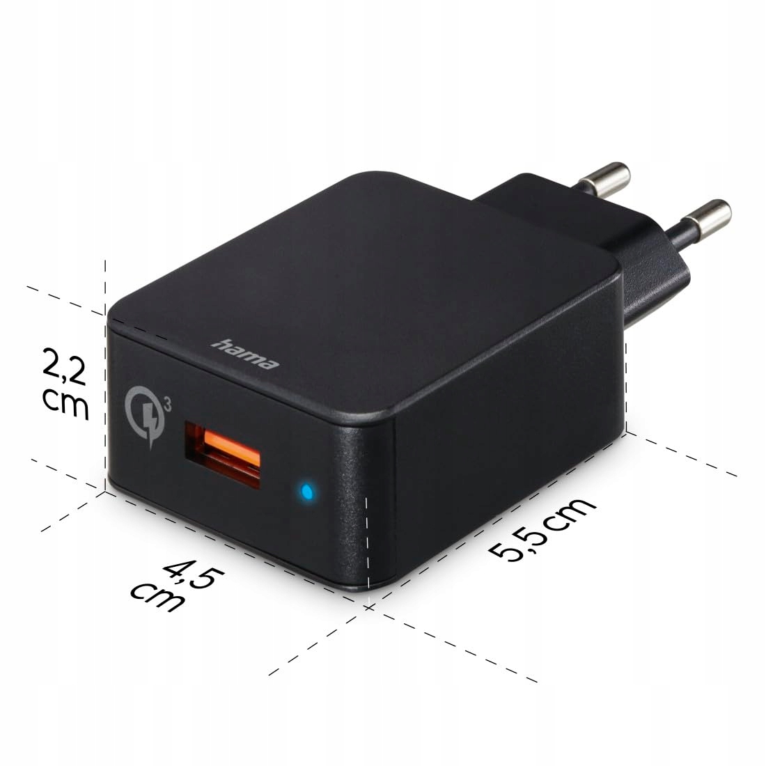 HAMA Szybka Ładowarka 19,5W USB-A Do Android iPhone Czarna — miniatura 5
