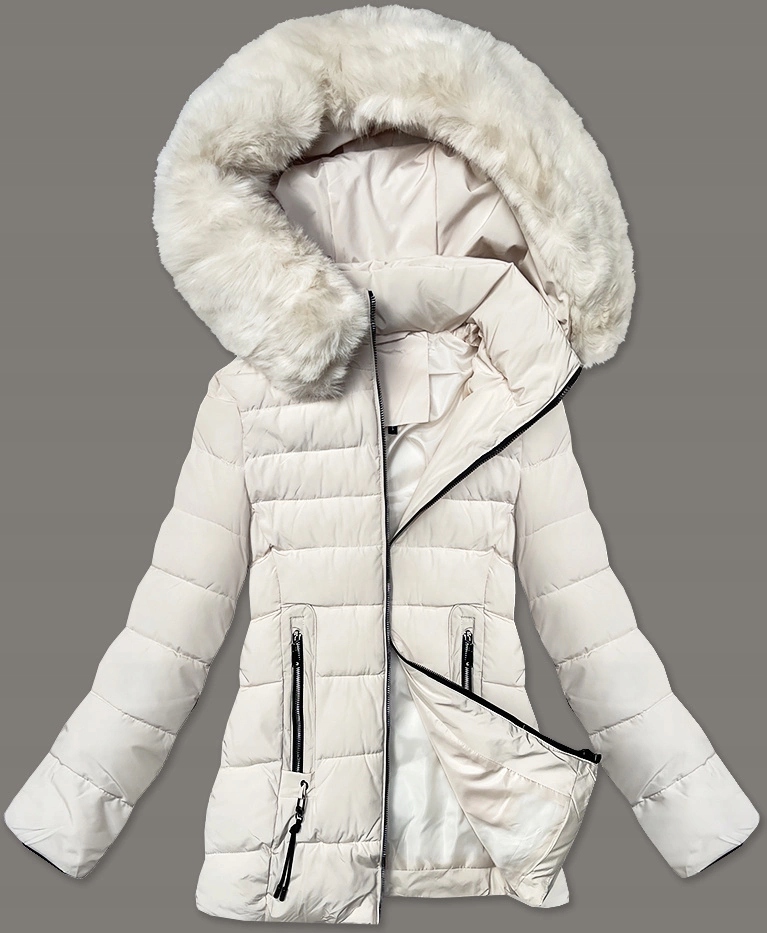 Pikovaná Bunda S Kapucí B8301 Ecru XL (42)
