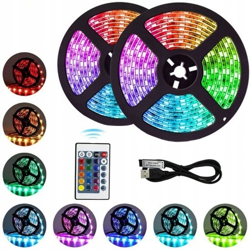 Kolorowe ledy 2m LED RGB z pilotem do oświetlenia