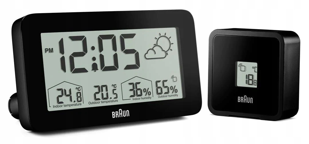 Stacja Pogodowa Higrometr Wewnętrzny Zewnętrzny Zasilanie bateryjne