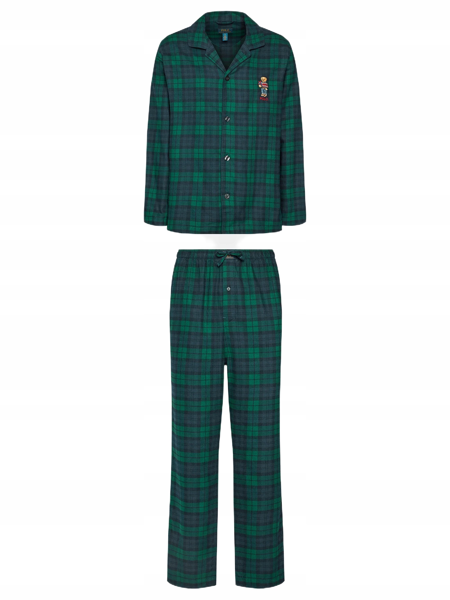 Ralph Lauren Polo Piżama Koszulowa Długa Komplet Small Bear Pudełko XL