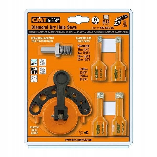 CMT Zestaw otwornic do gresu 6,8,10,12 mm Marka CMT