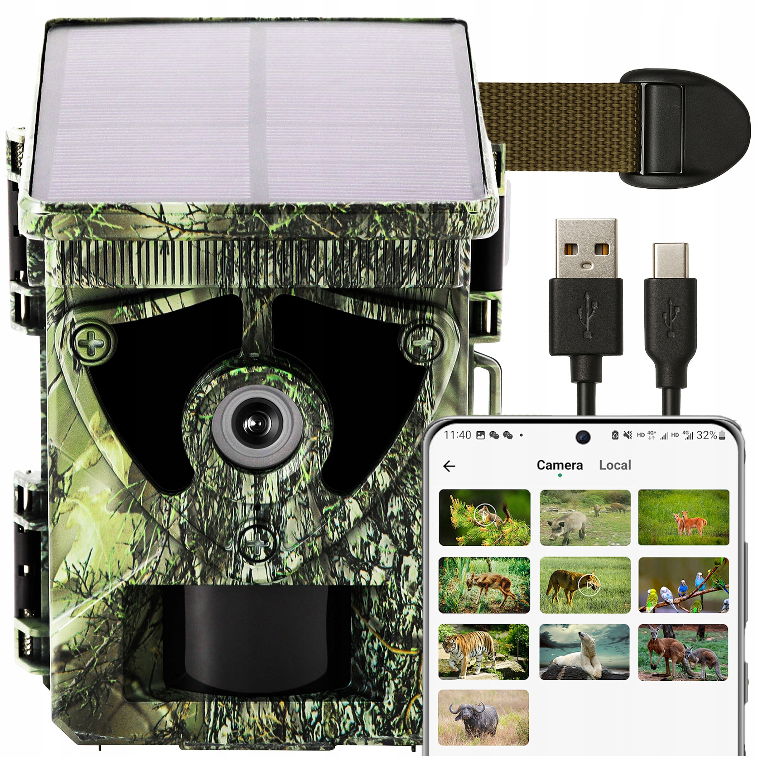 Fotopast 60 Mpx 4K Uhd Wifi Lovecká Lesní Kamera Aku 5200 mAh Solar