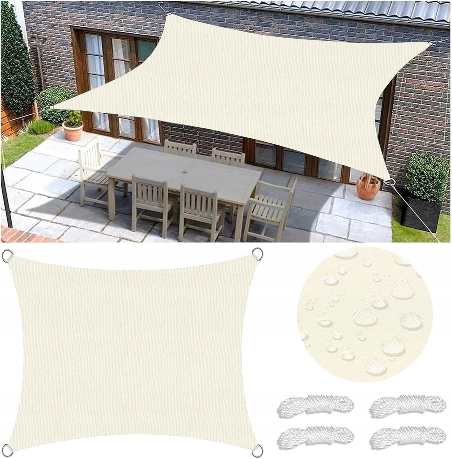 Sluneční Plachta 4x5M Voděodolná Markýza Uv Zatemňovač Zahradní