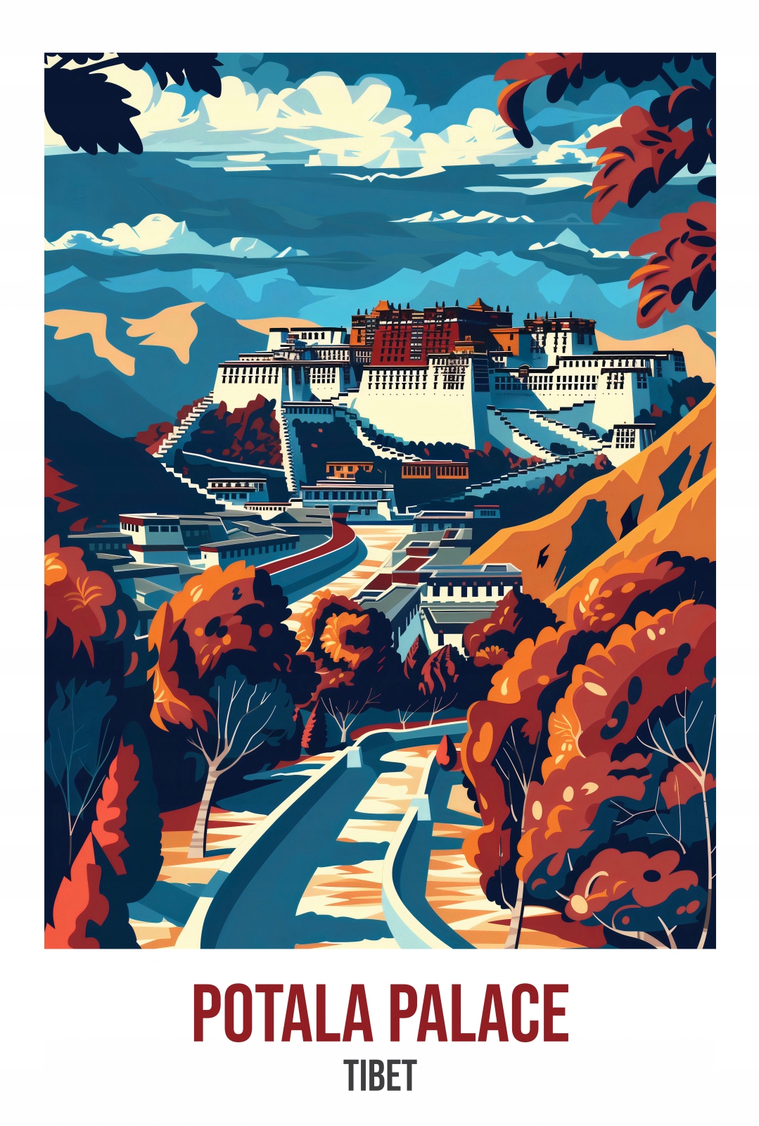 Plakát 67,5x100 cm Potala Palace, Tibet