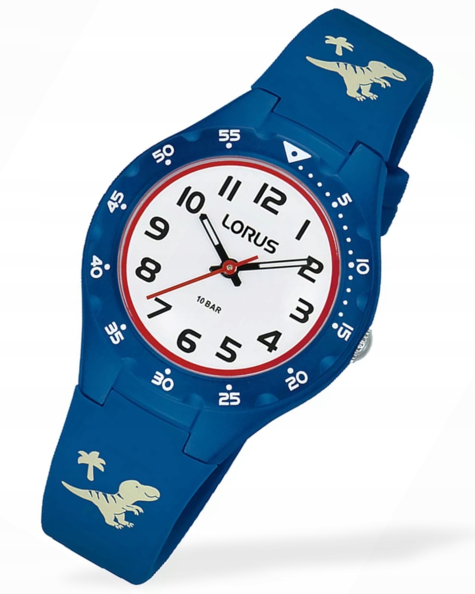 Tmavě modré dětské hodinky Lorus RRX49GX9 Dinosaurus Box Gravírování bonus