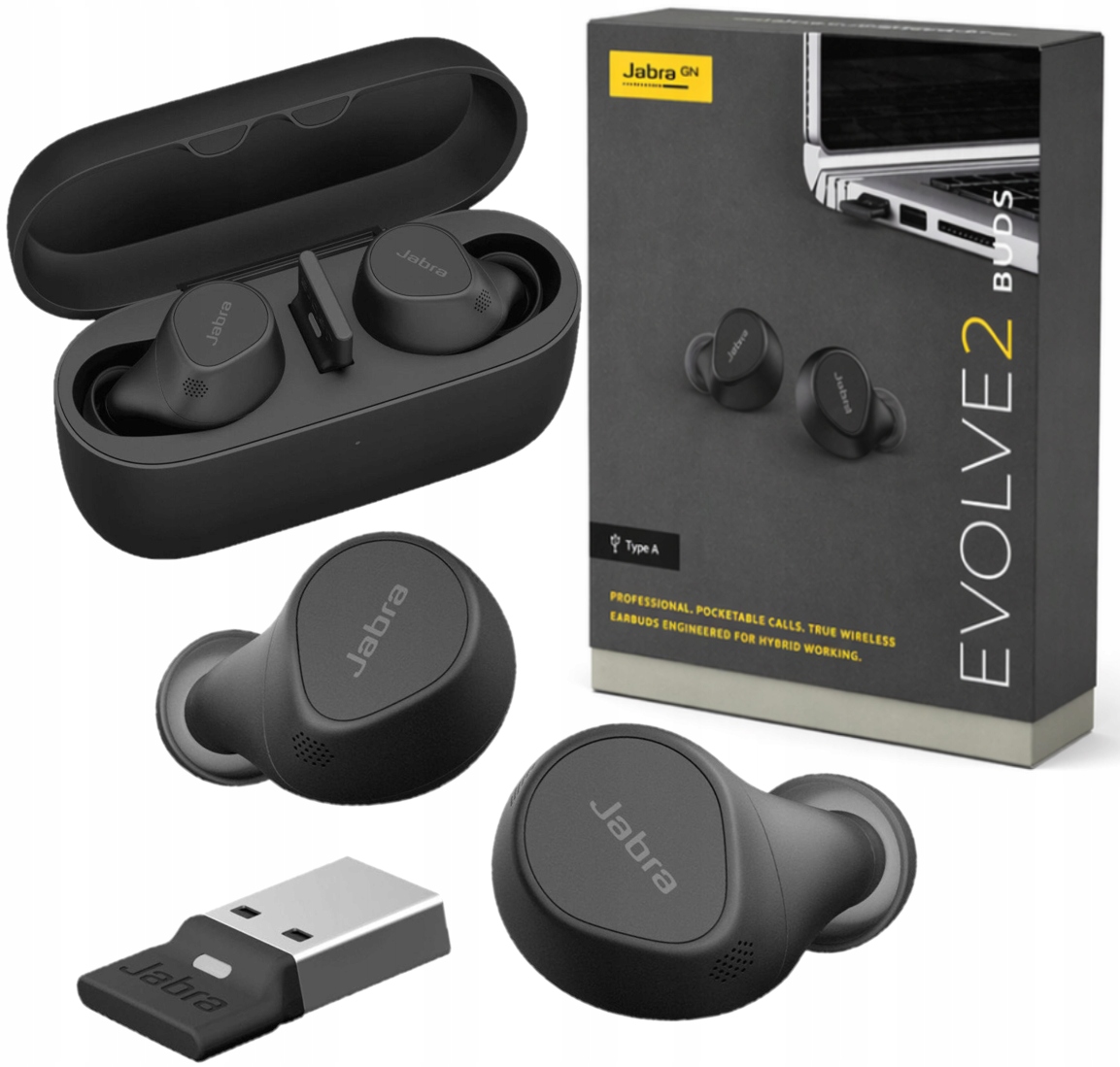 Sluchátka Jabra Evolve2 Buds Usb-a Uc Černá