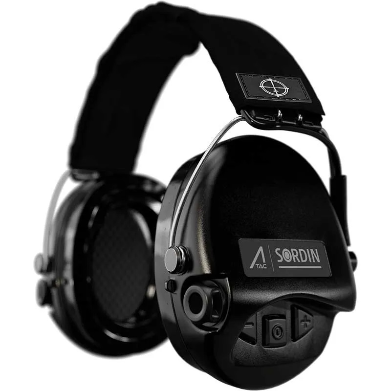 Aktivní sluchátka černá Ace Sordin, černá látková řemínek, gelová náplň