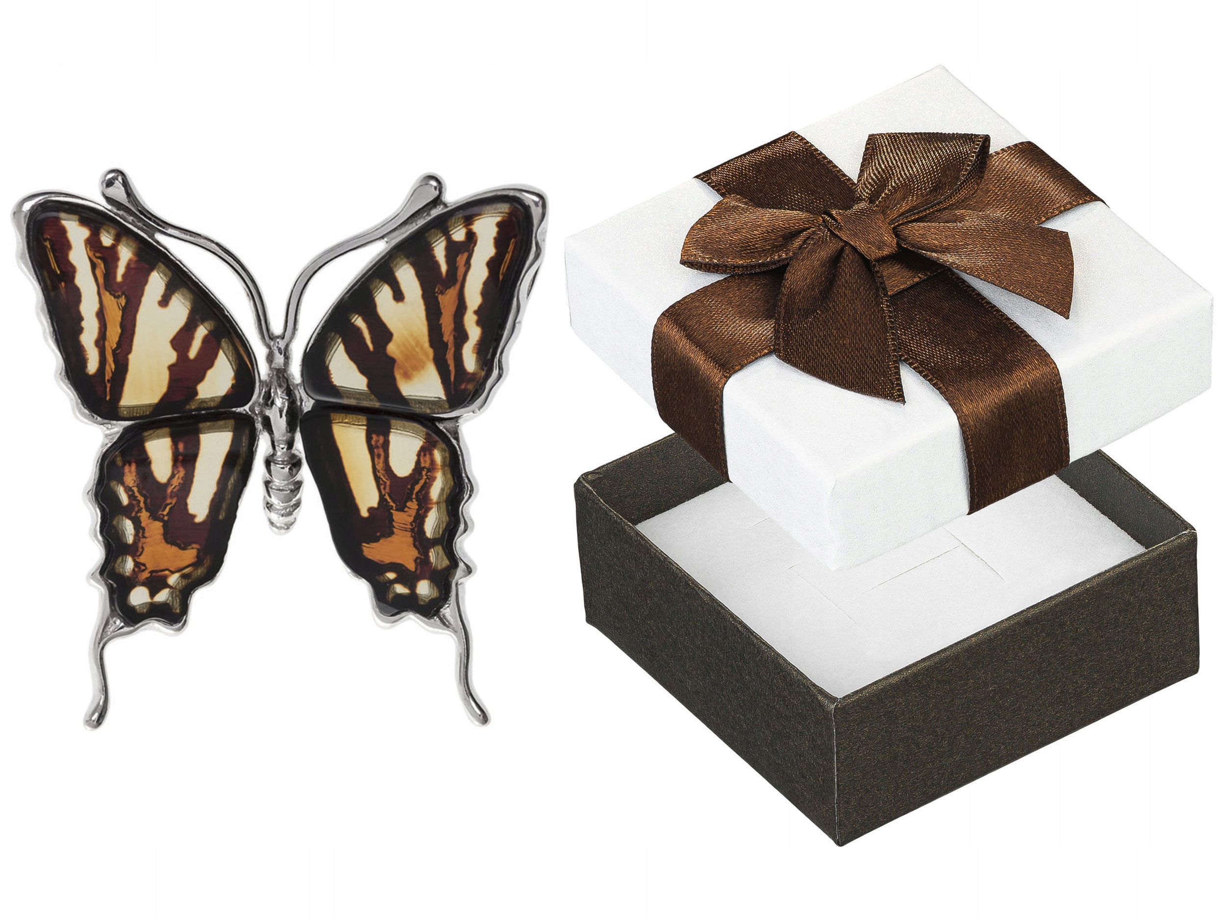 Velký stříbrný přívěsek Motýl s jantarem Stříbrný přívěsek Přívěsek Motýlek