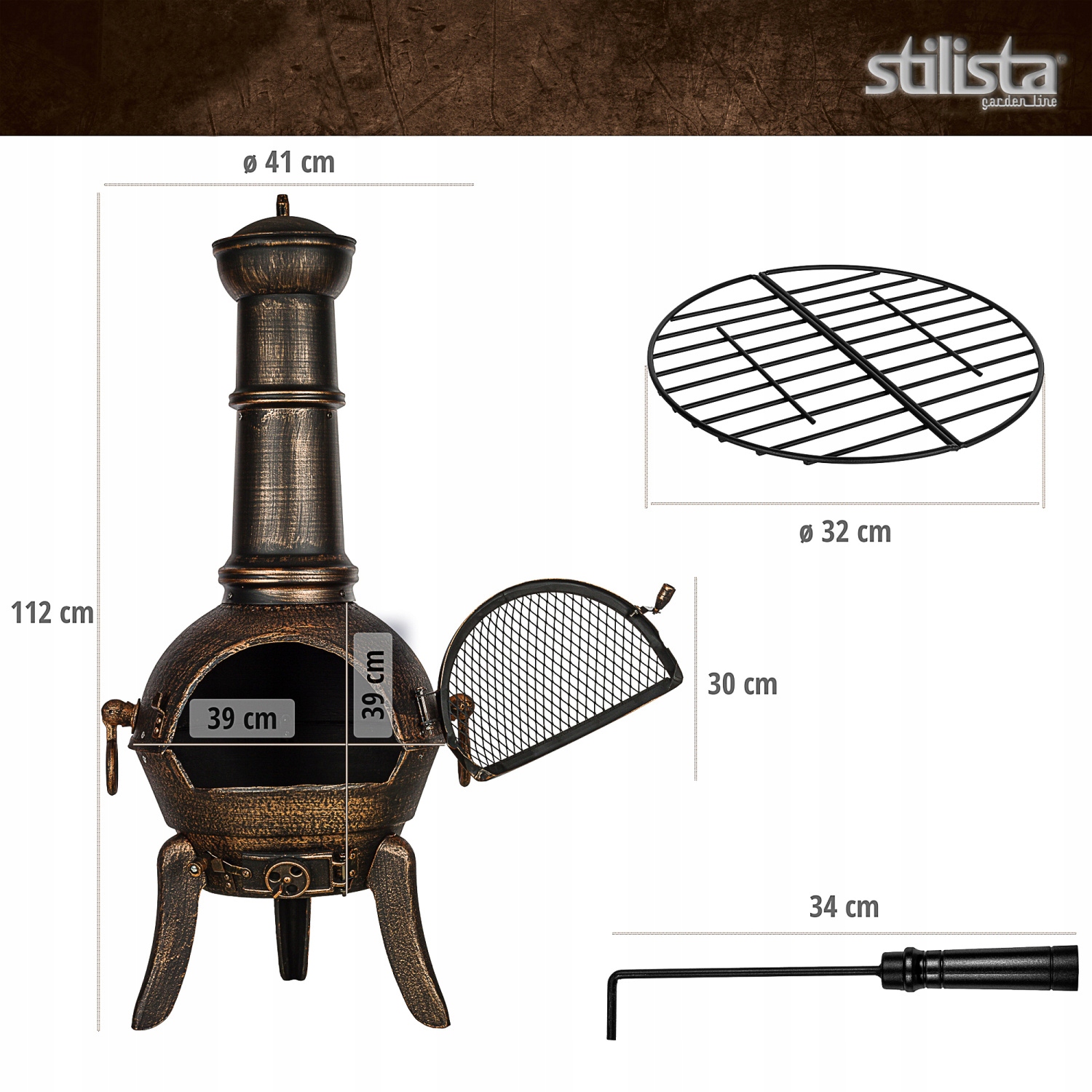 PIEC PALENISKO OGRODOWE ŻELIWNE KOMINEK GRILL Producent Stilista