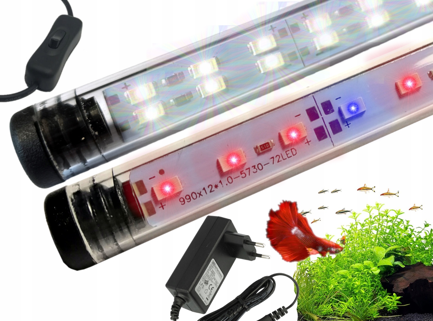 Levně Lumi Flora Led žárovka Set 40 cm pro Akvárium Bílá Dvojitá Grow