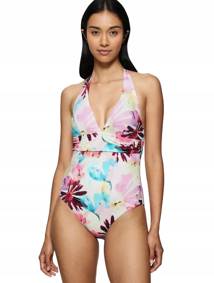 Triumph Jednodílné Plavky S Květinami A Zavazováním Kolem Krku 46C 6BA