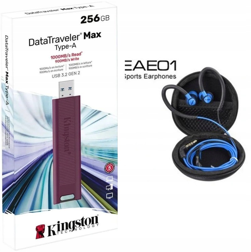 Pendrive Kingston Data Traveler Max A 256GB Usb 3.2 słuchawki douszne