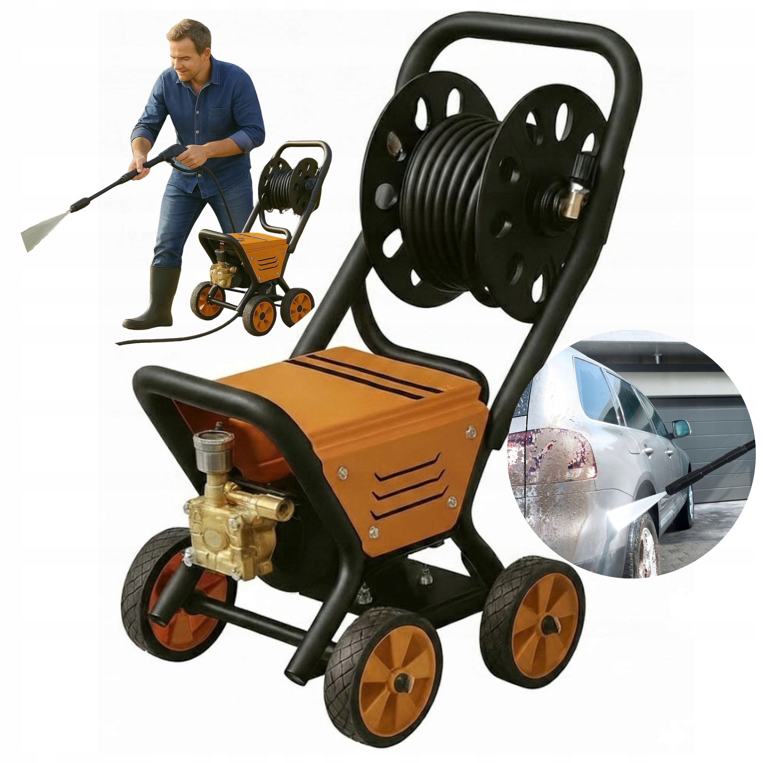 Myjka Ciśnieniowa 250 Bar 1800W Wolnoobrotowa 1450 obr/min 8L Wózek Q1