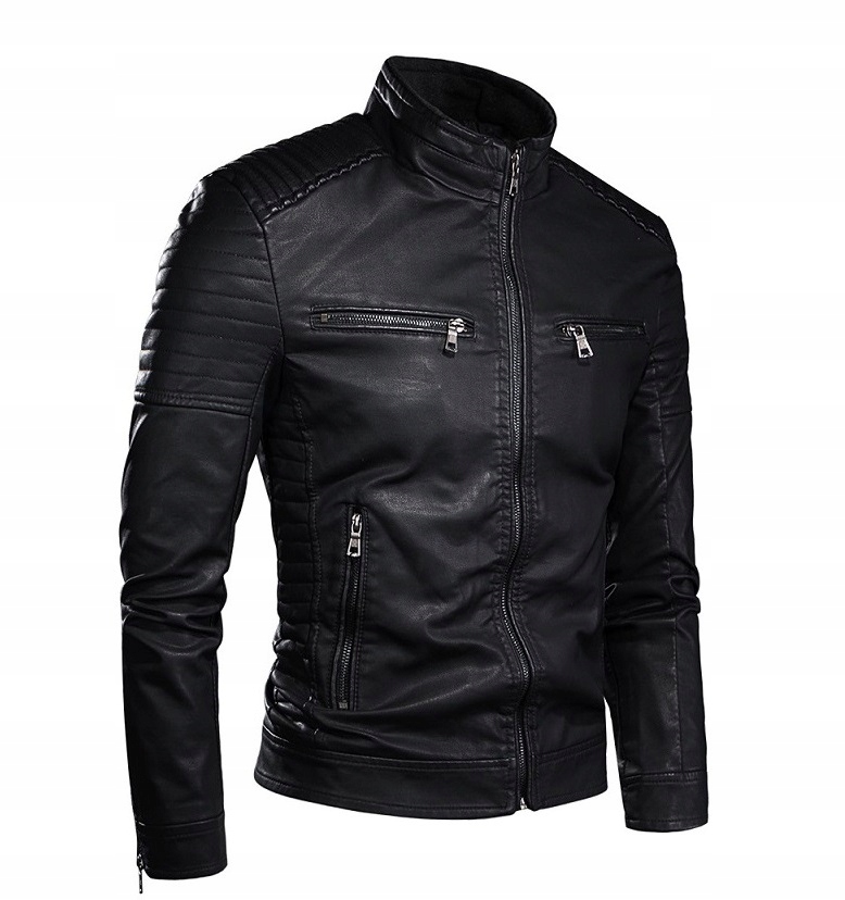 Kurtka skórzana męska czarna przejściowa