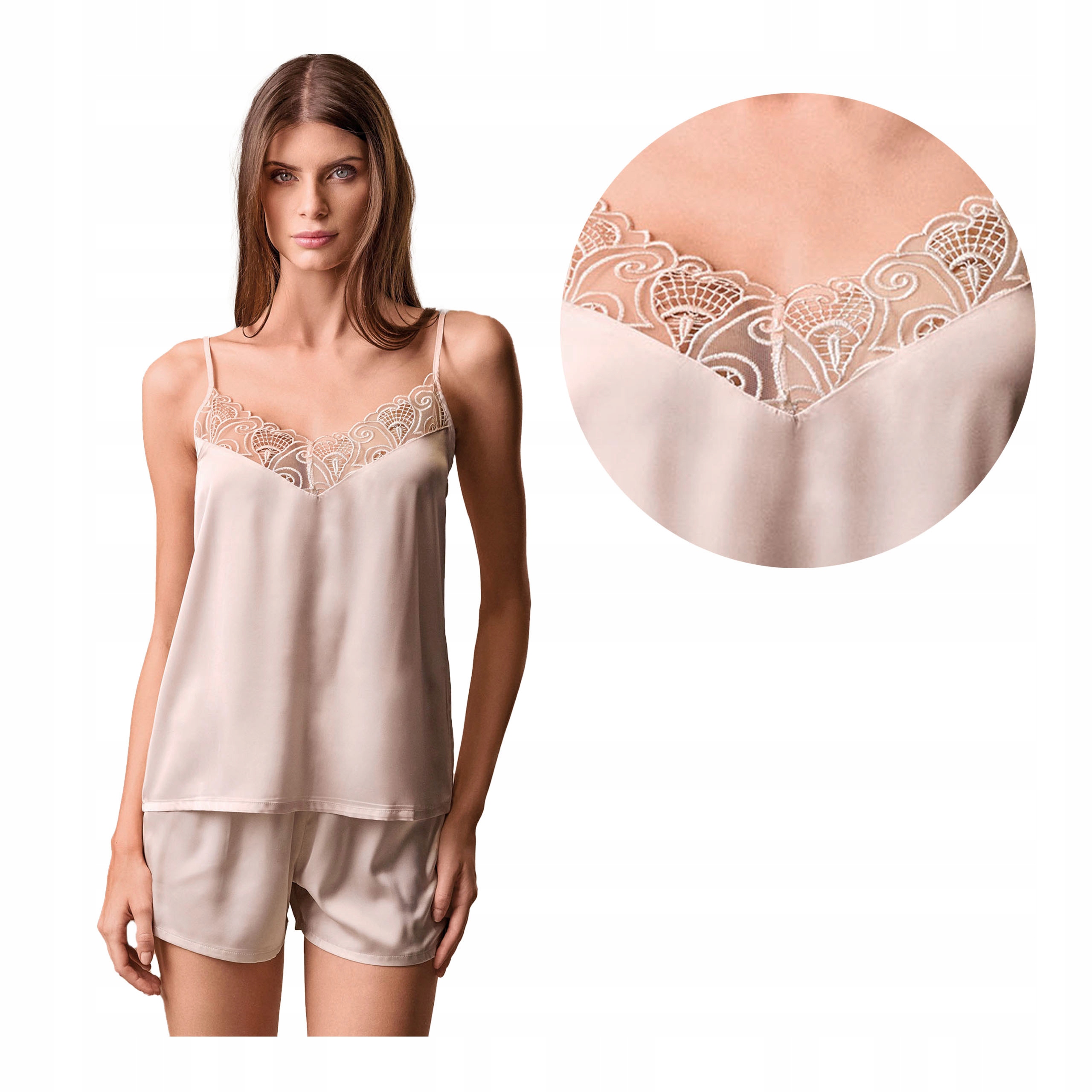 Dámské dvoudílné krátké saténové smyslné pyžamo jako dárek Lormar L