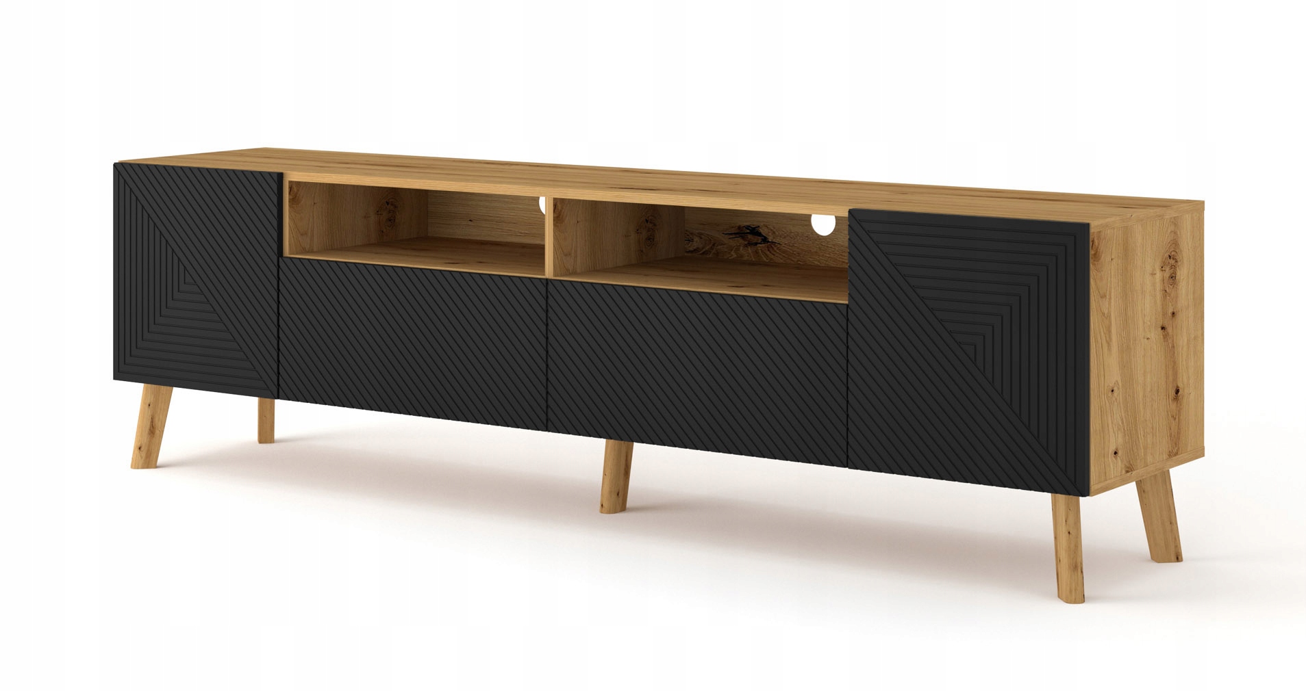 Шкаф RTV LUXI 195 cm Oak artisan / матовый черный