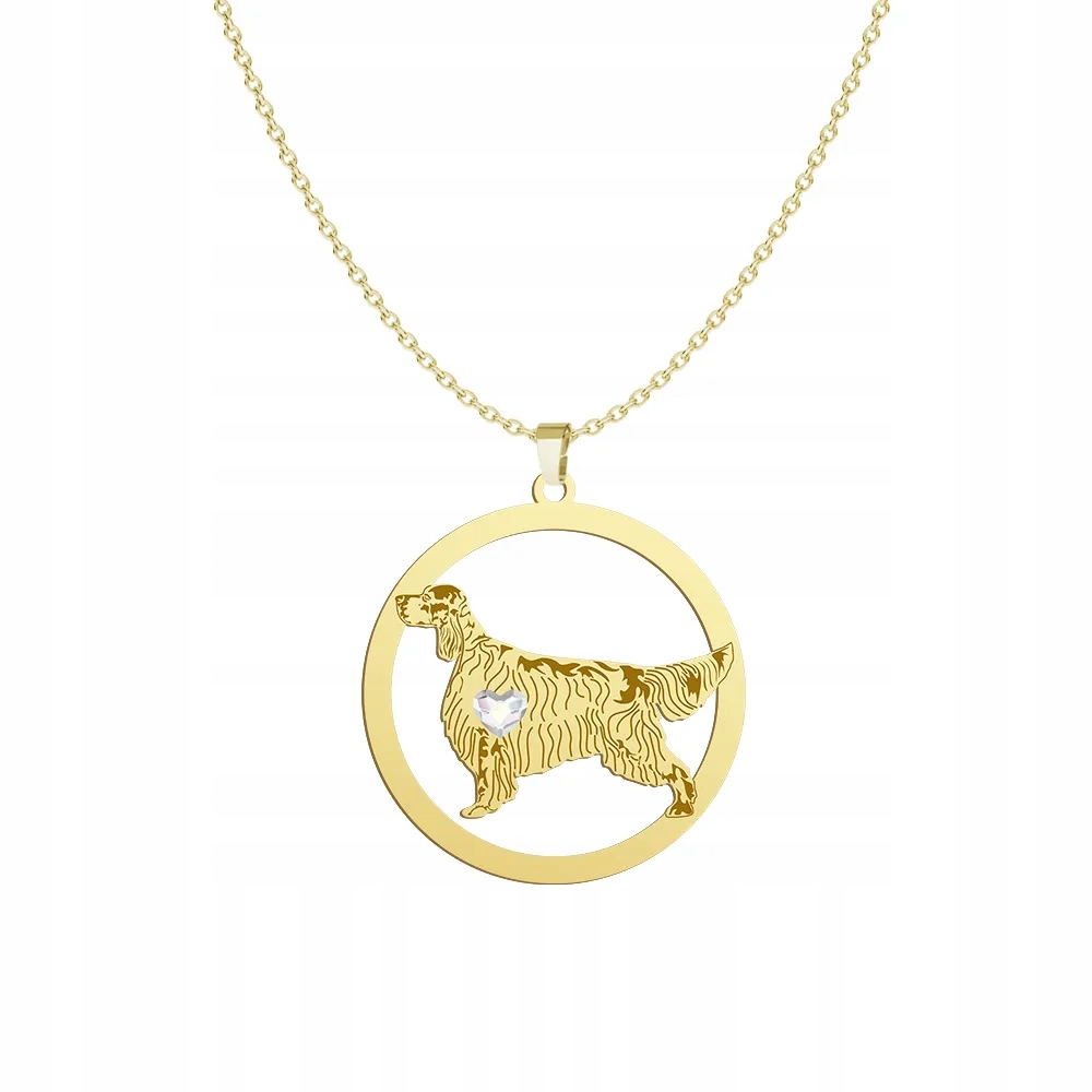 Zlatý náhrdelník se psem Anglický setr 925 Šperky Dárek Gravírování Bonus