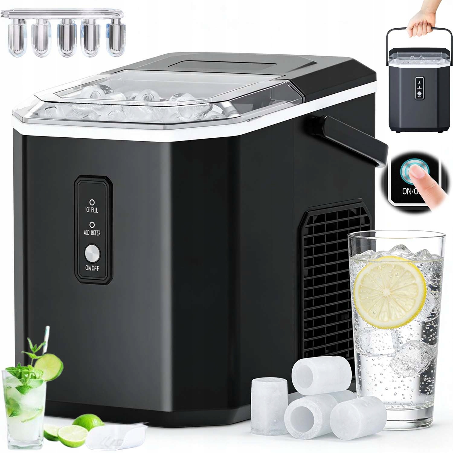 Domácí Výrobník Ledu Stroj Na Výrobu Kostek, Expresní Led 12 Kg, Tichý Displej
