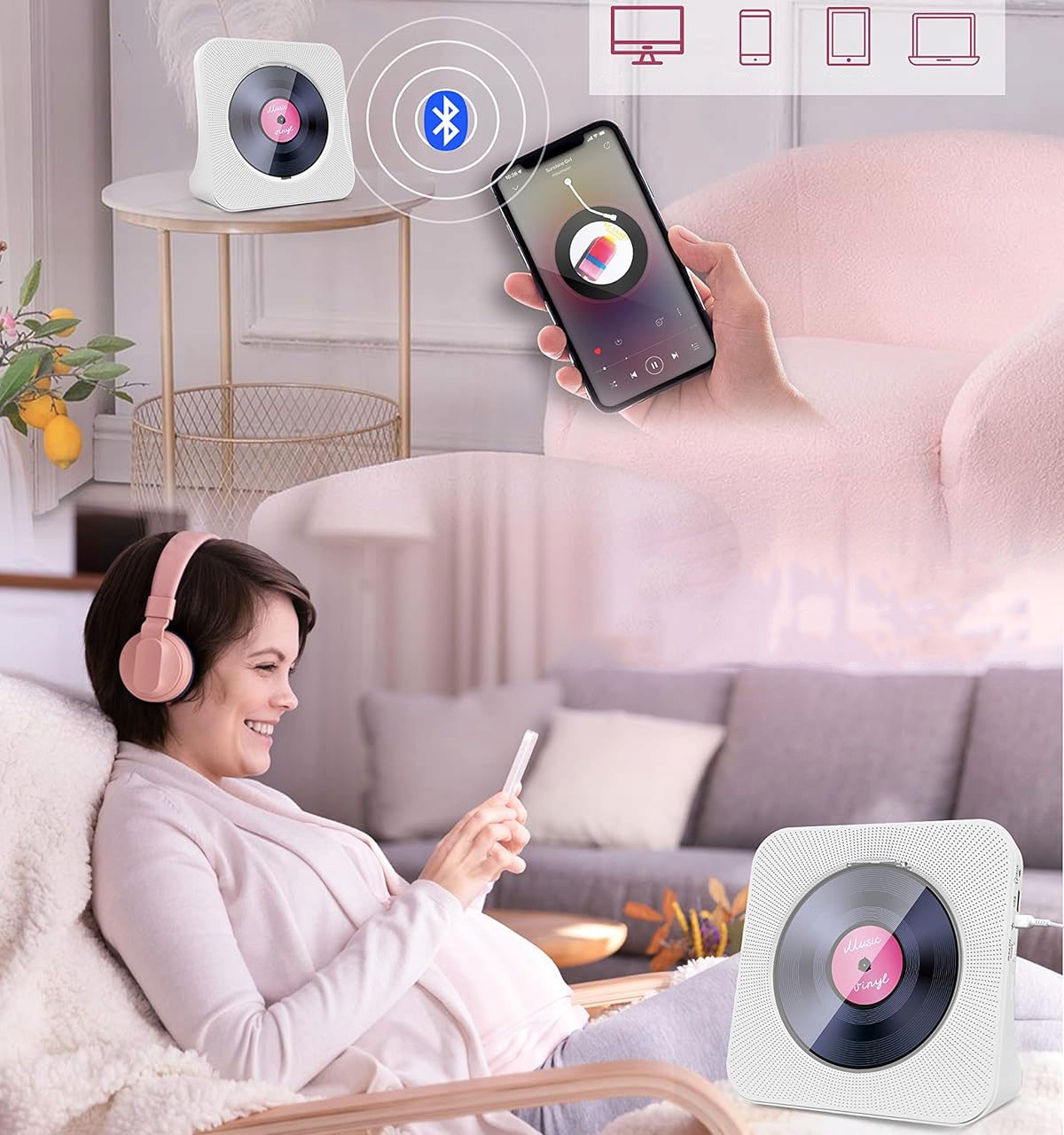 PRZENOŚNY ODTWARZACZ CD Z OSŁONA PRZECIWPYŁOWA, WBUDOWANE GŁOŚNIKI HIFI Kod producenta Odtwarzacz CD