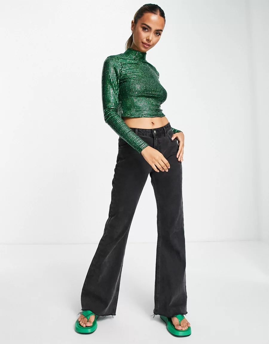 THE FROLIC TOP DAMSKI Z CEKINAMI ZIELONY 42 1VAN