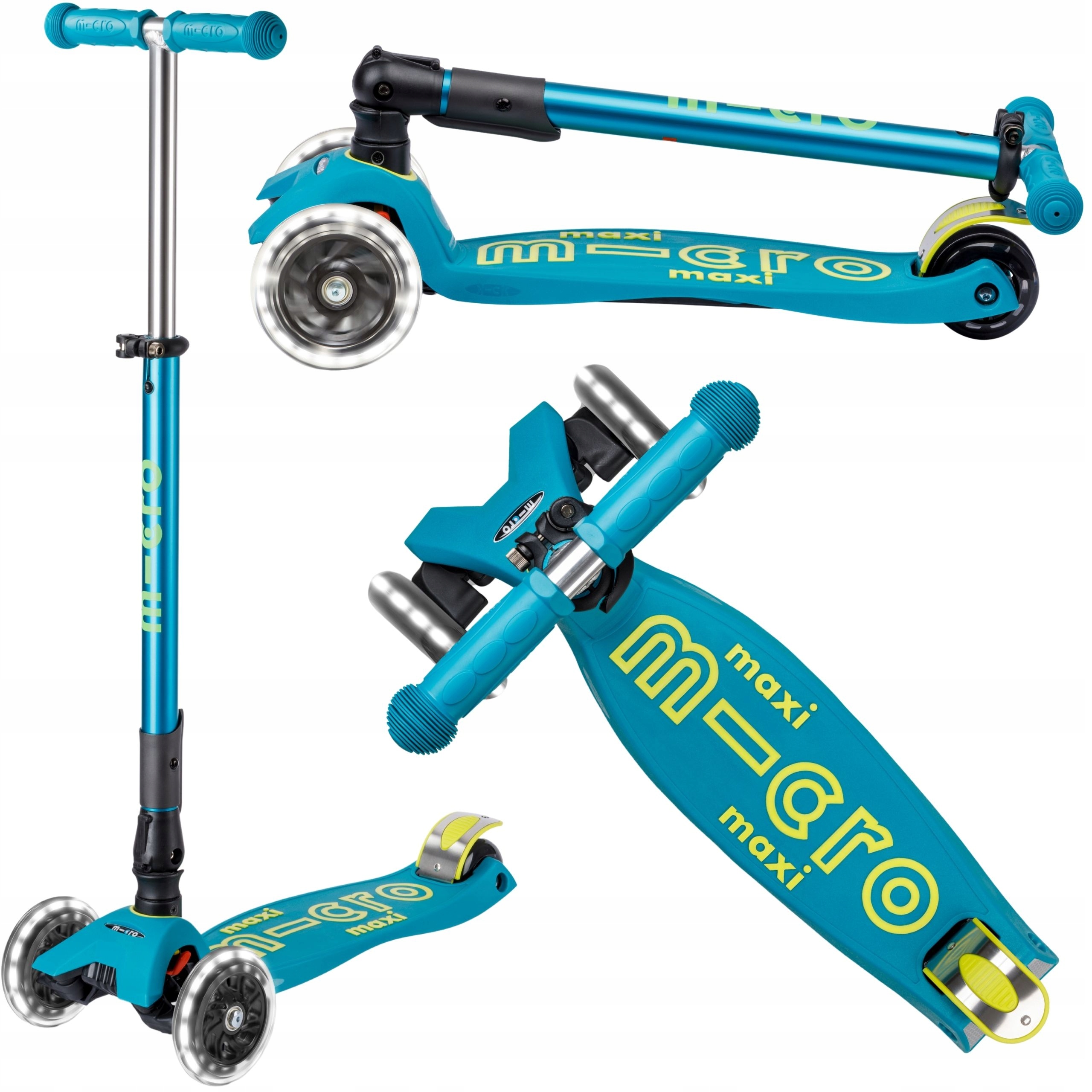 Hulajnoga Trójkołowa dla Dzieci Micro Maxi Deluxe Led Składana Koła Led