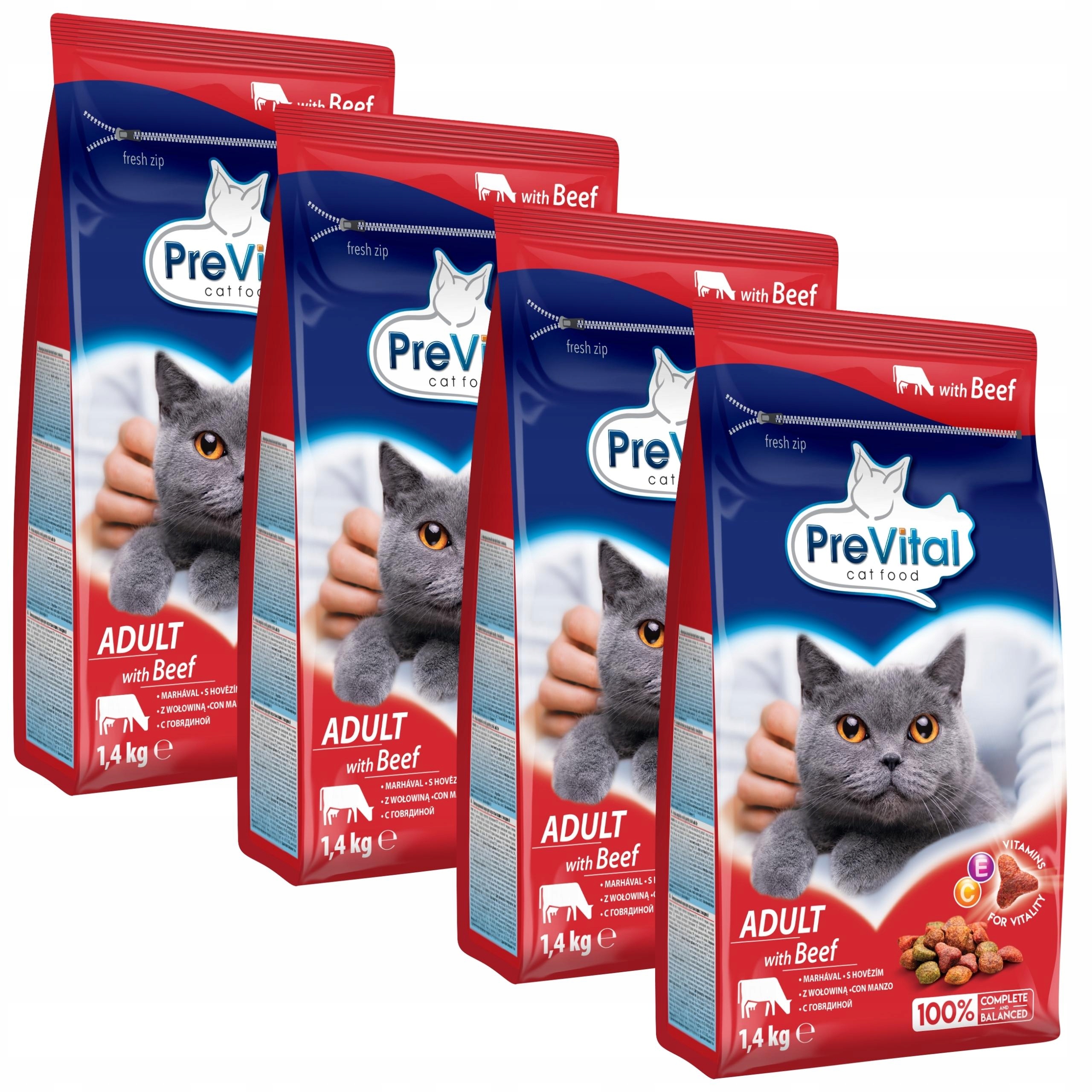 Levně Suché Krmivo Pro Kočky S Hovězím Masem 1,4 Kg X 4 Prevital