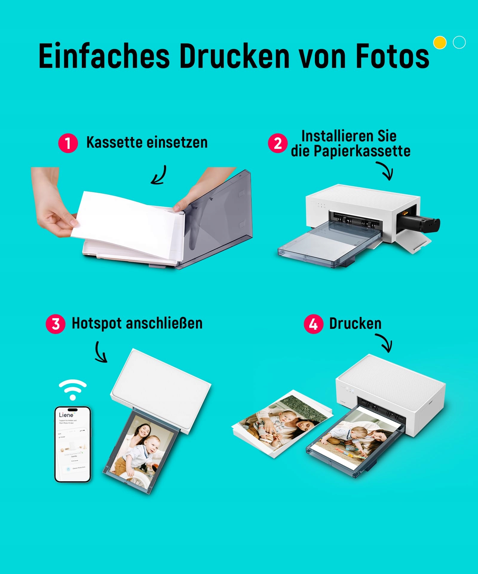 LIENE Drukarka Fotograficzna WiFi 10x15 300DPI Do iPhone Android PC — miniatura 7