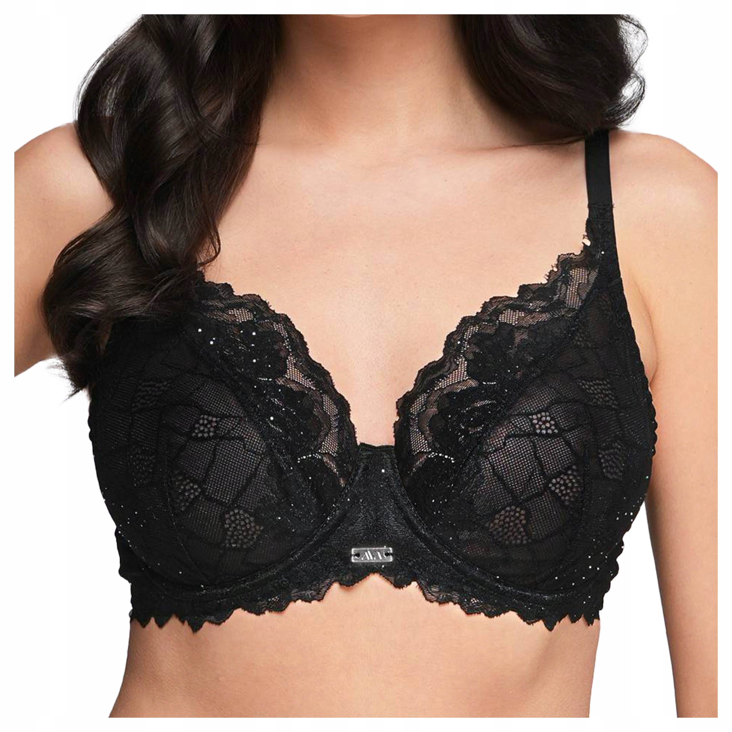 Smyslná měkká podprsenka s krajkovými košíčky a leskem 2253 Černá 70D