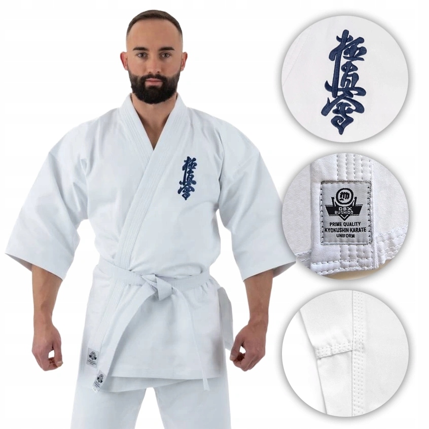 Kimono Karate Kyokushin Biały Pas Mocny Materiał 10oz Bushido 190 cm