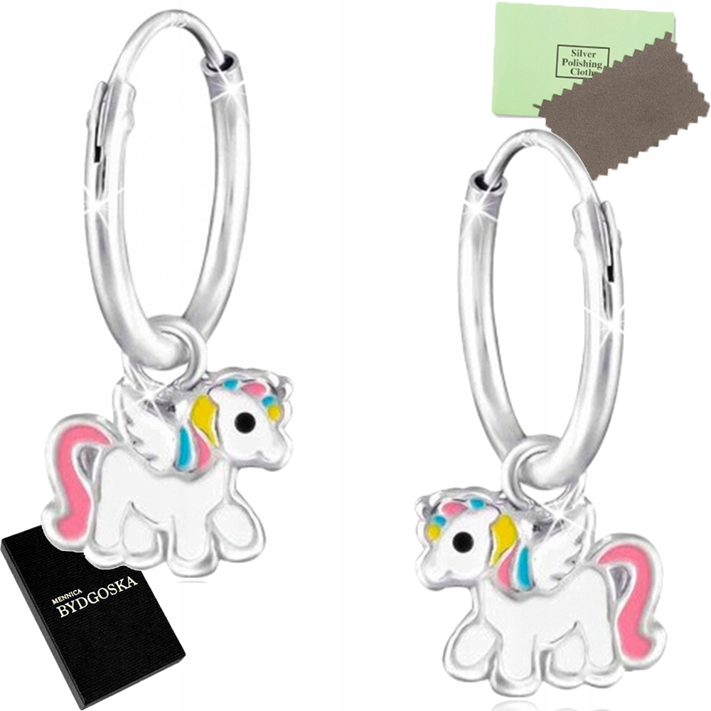 

Srebrne Kolczyki Dla Dziewczynki Kółka Jednorożce