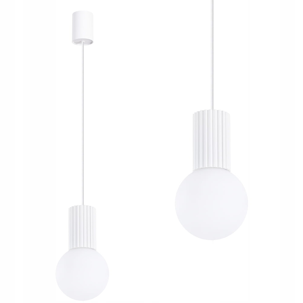 Závěsná lampa, jednoduchý závěs s bílým skleněným stínítkem do obývacího pokoje Sollux