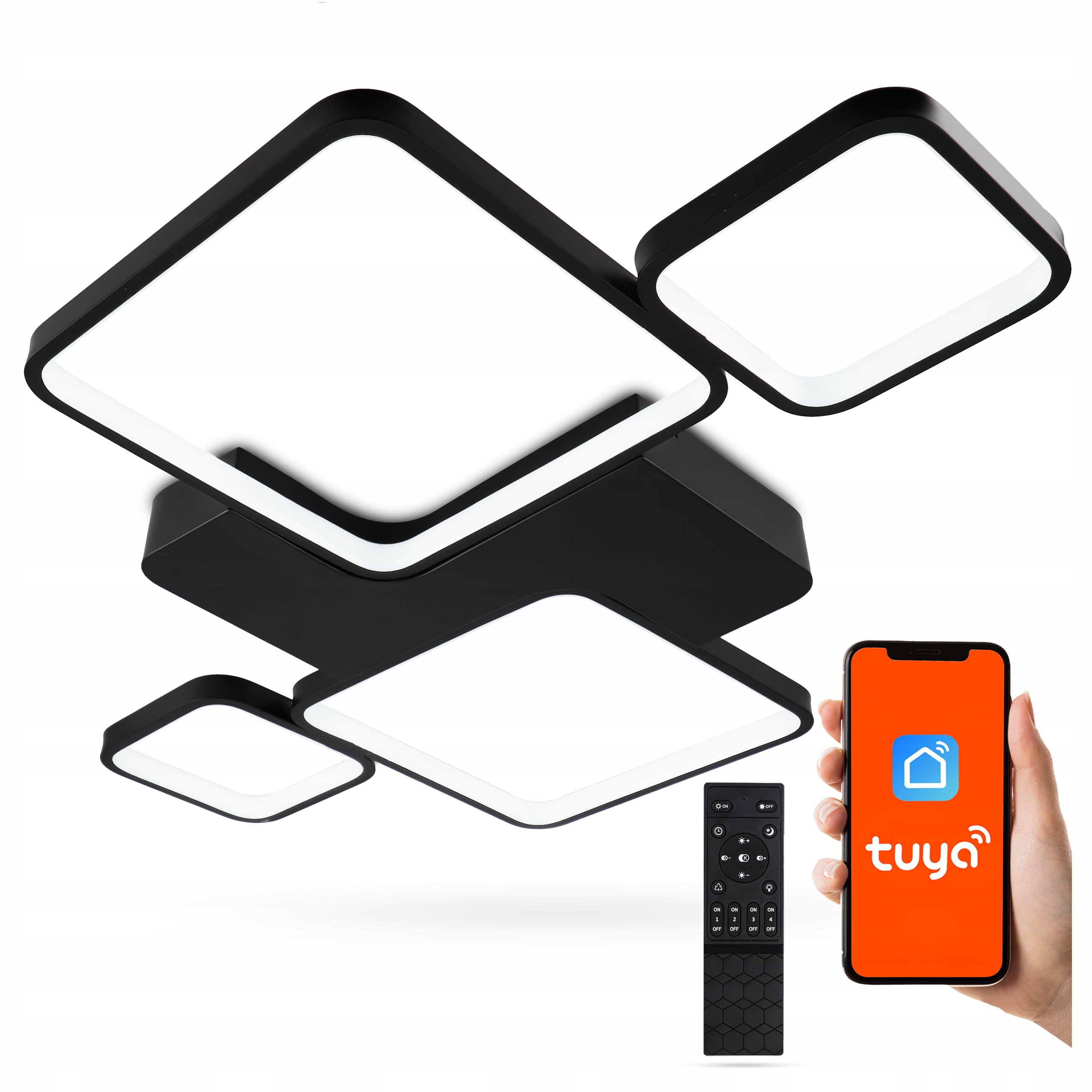 Lampa Sufitowa Plafon Led Natynkowa Tuya Aplikacja Pilot 3 Barwy 66W 5940lm