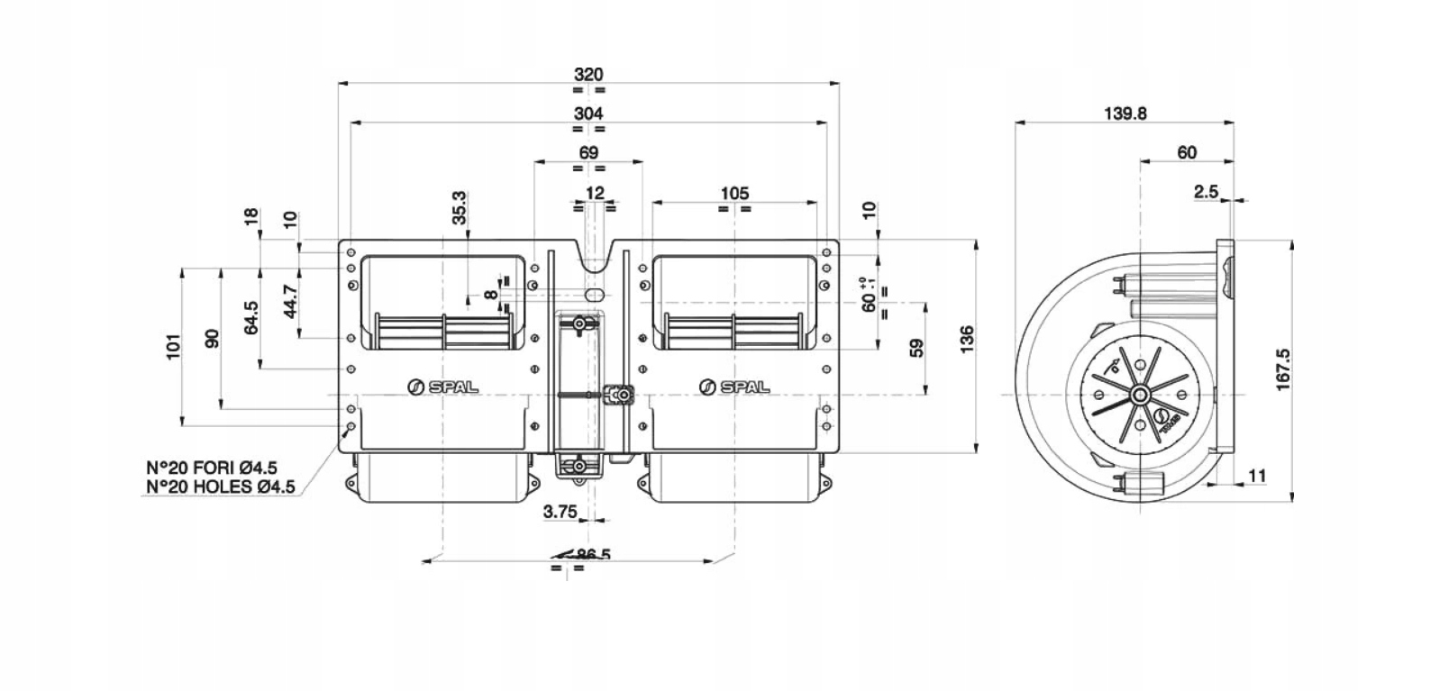 Dmuchawa wentylator SPAL 011 A40 22 12V Part manufacturer Spal