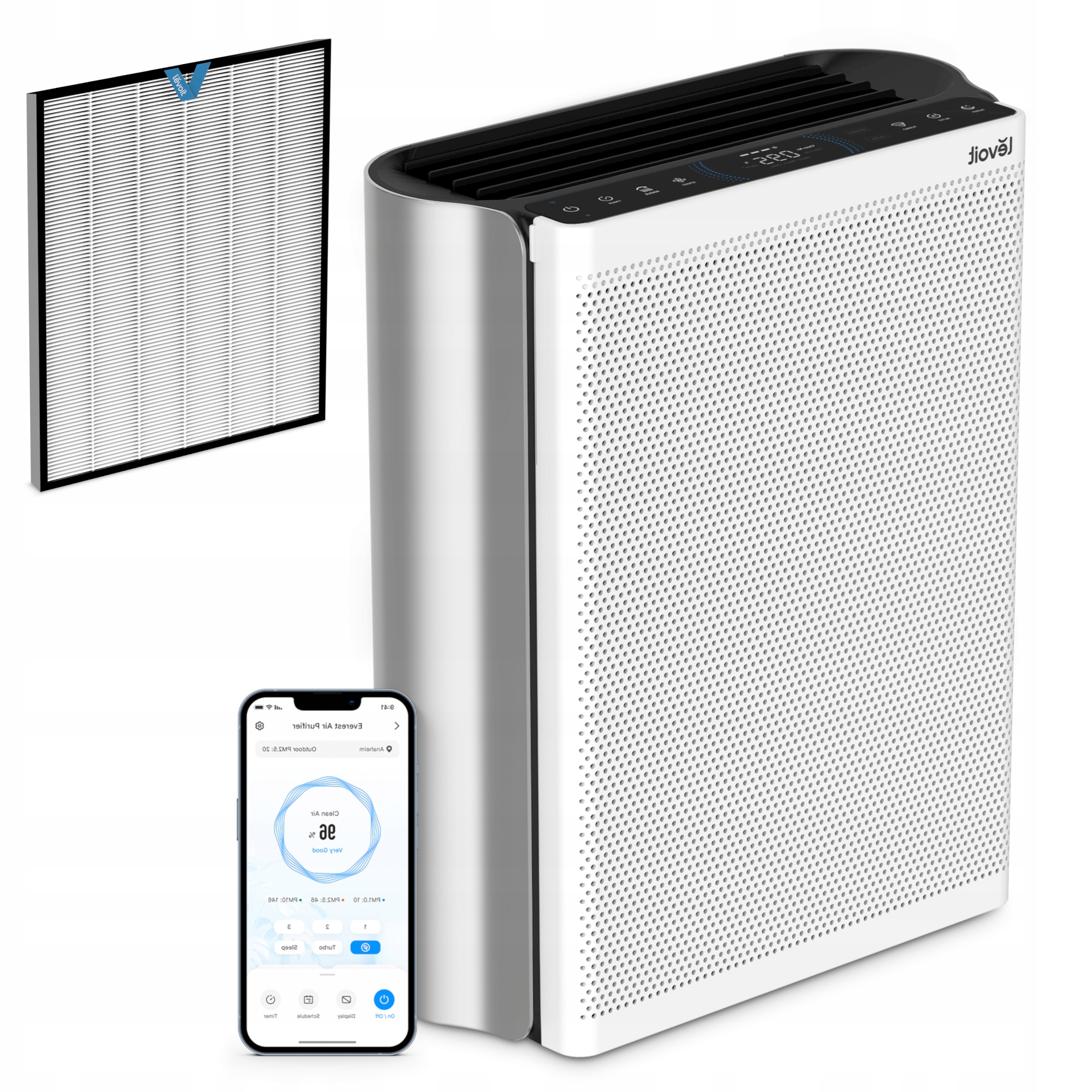 Oczyszczacz powietrza Levoit EverestAir filtr Hepa dym mocny smart 130 m2