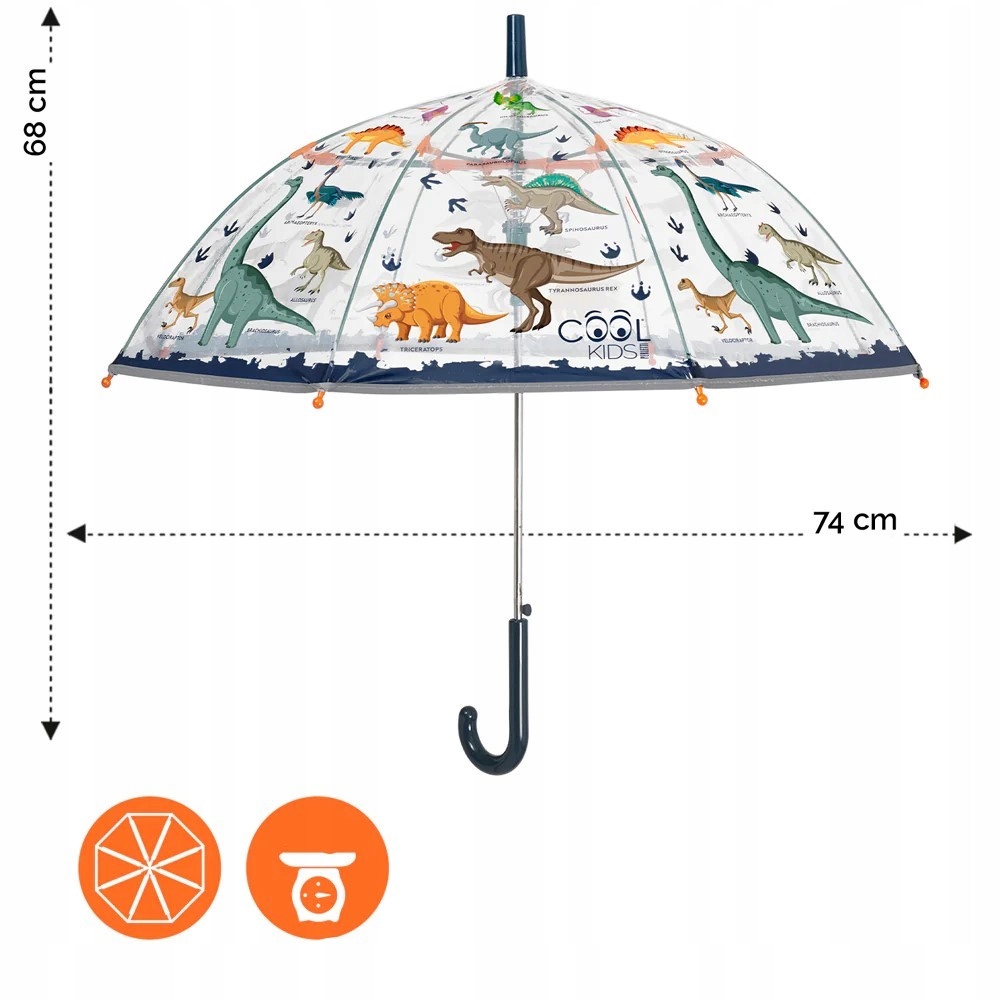 Parasolka dziecięca automatyczna Parasolka dla dziecka DINOZAURY odblask Kod producenta 15630
