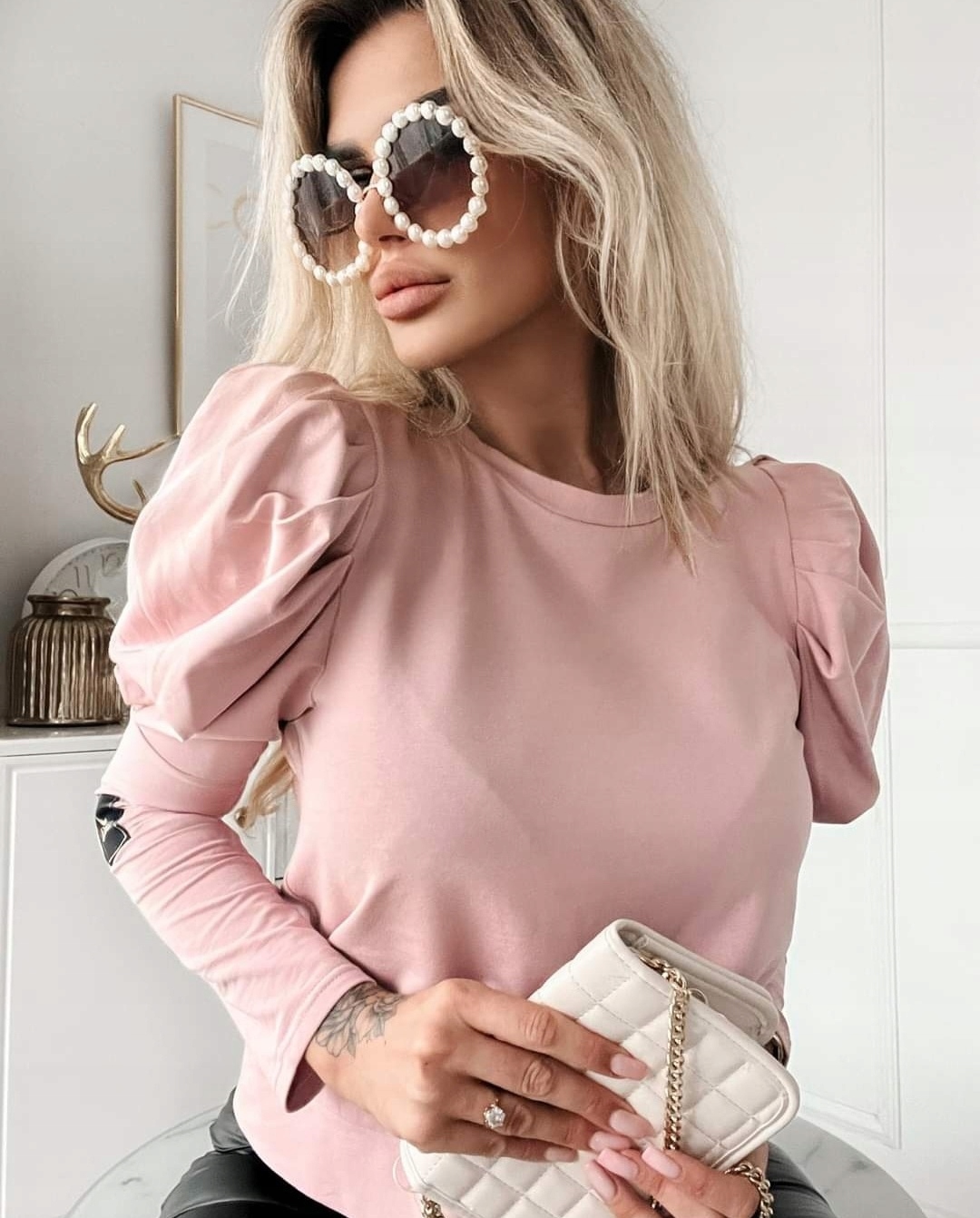 La..mu halenka Fall Fusion s bufíky růžová nude M/L-2