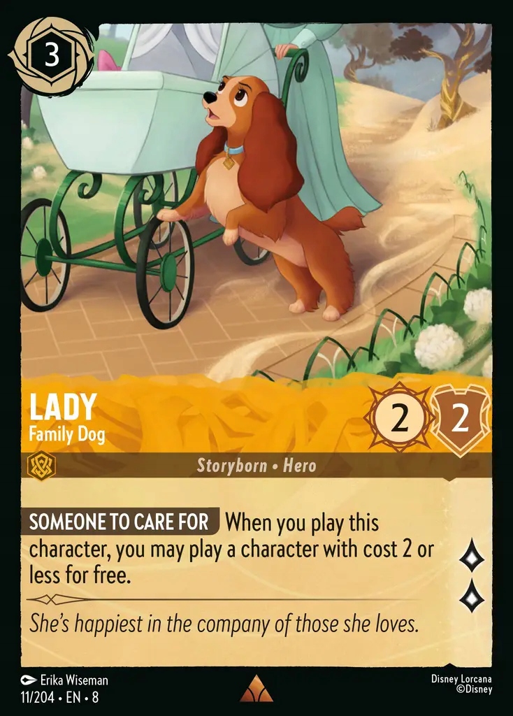 Disney Lorcana Lady Family Dog 8JAF #011 Foil