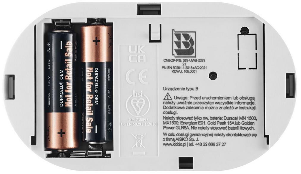 Czujnik czadu Kidde K5CO Rodzaj Czadu