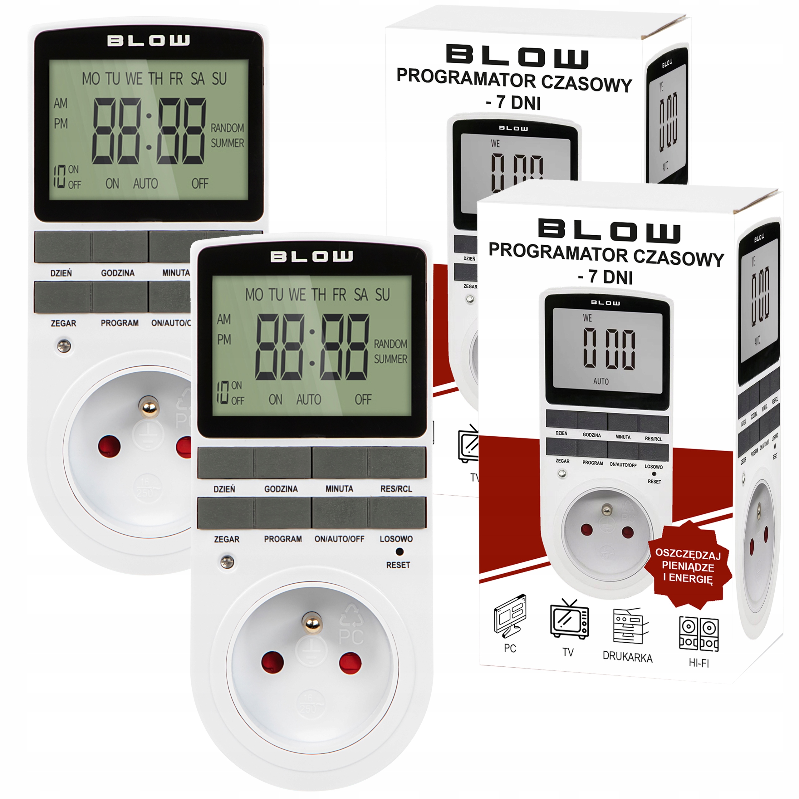 2x PROGRAMATOR CZASOWY WŁĄCZNIK WYŁĄCZNIK LCD CYFROWY HARMONOGRAM 7 DNI