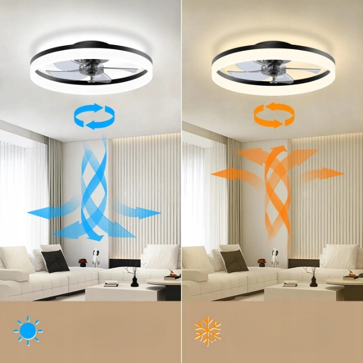 ŻYRANDOL WENTYLATOR SUFITOWY LAMPA RING 50CM PLAFON WIATRAK Długość/wysokość 50 cm