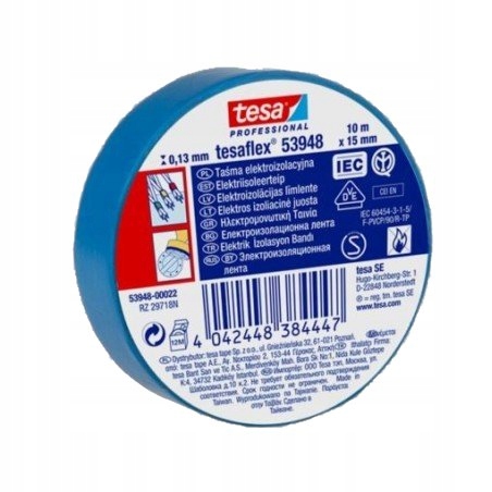 Profesjonalna taśma izolacyjna Tesa 15mm 10m Niebieska Oryginalna