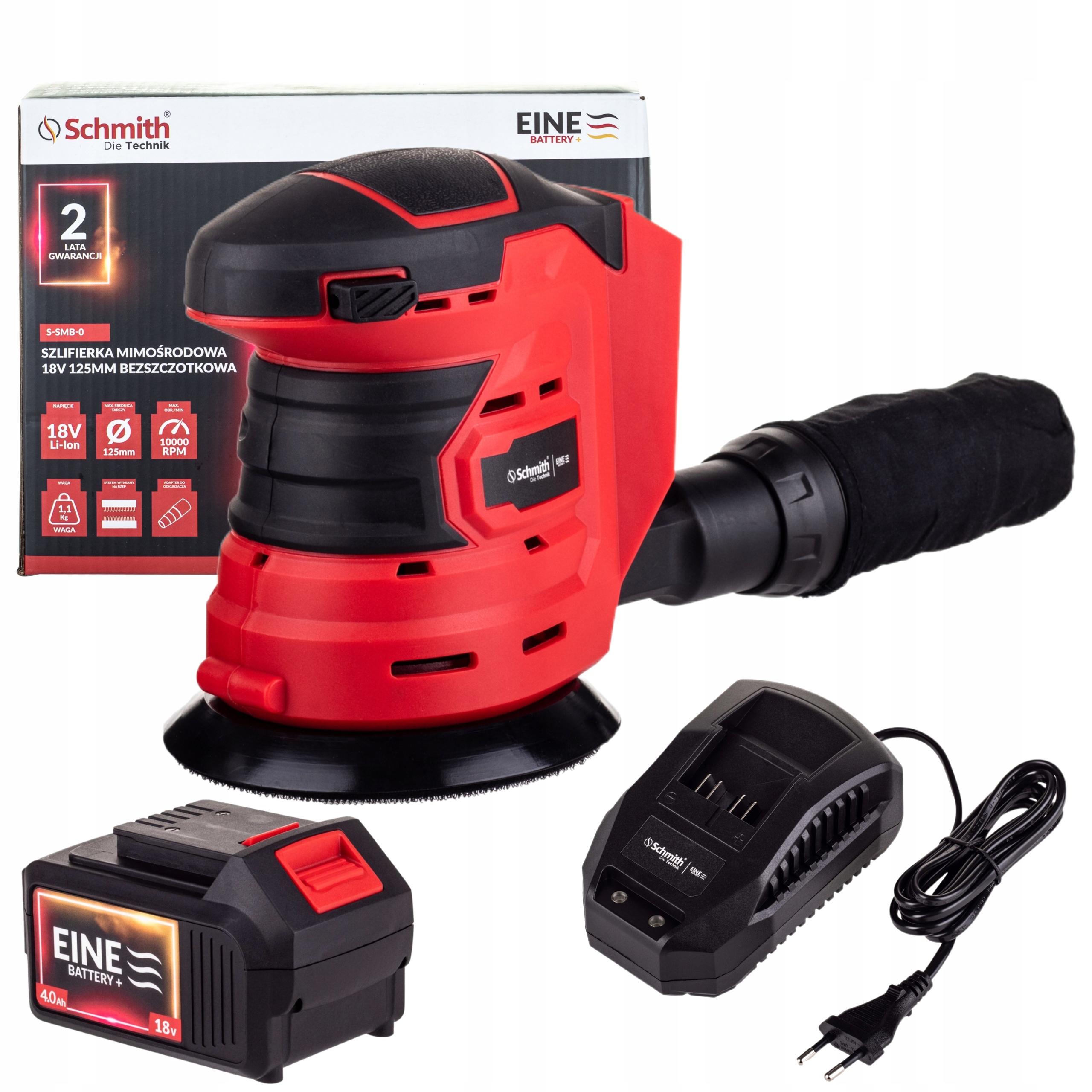 SCHMITH ЭКСЦЕНТРИКОВАЯ ШЛИФОВАЛЬНАЯ МАШИНА 18V 125MM + 4AH