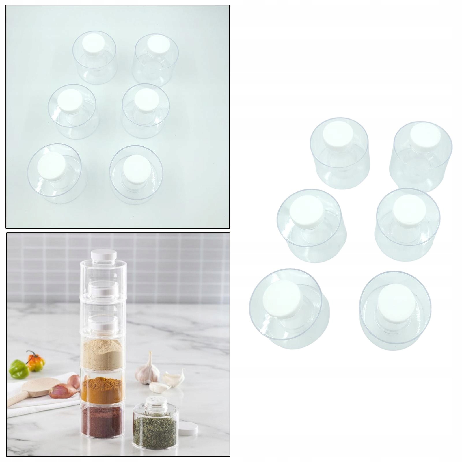 leipupa 6pcs Spice Storage Jars Stackable Spice Wartość odżywcza 0 kcal