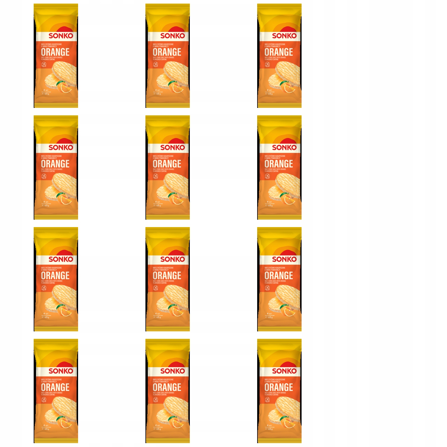 Levně 12 x 65 g Sonko rýžovo-kukuřičné pomerančové oplatky Karton