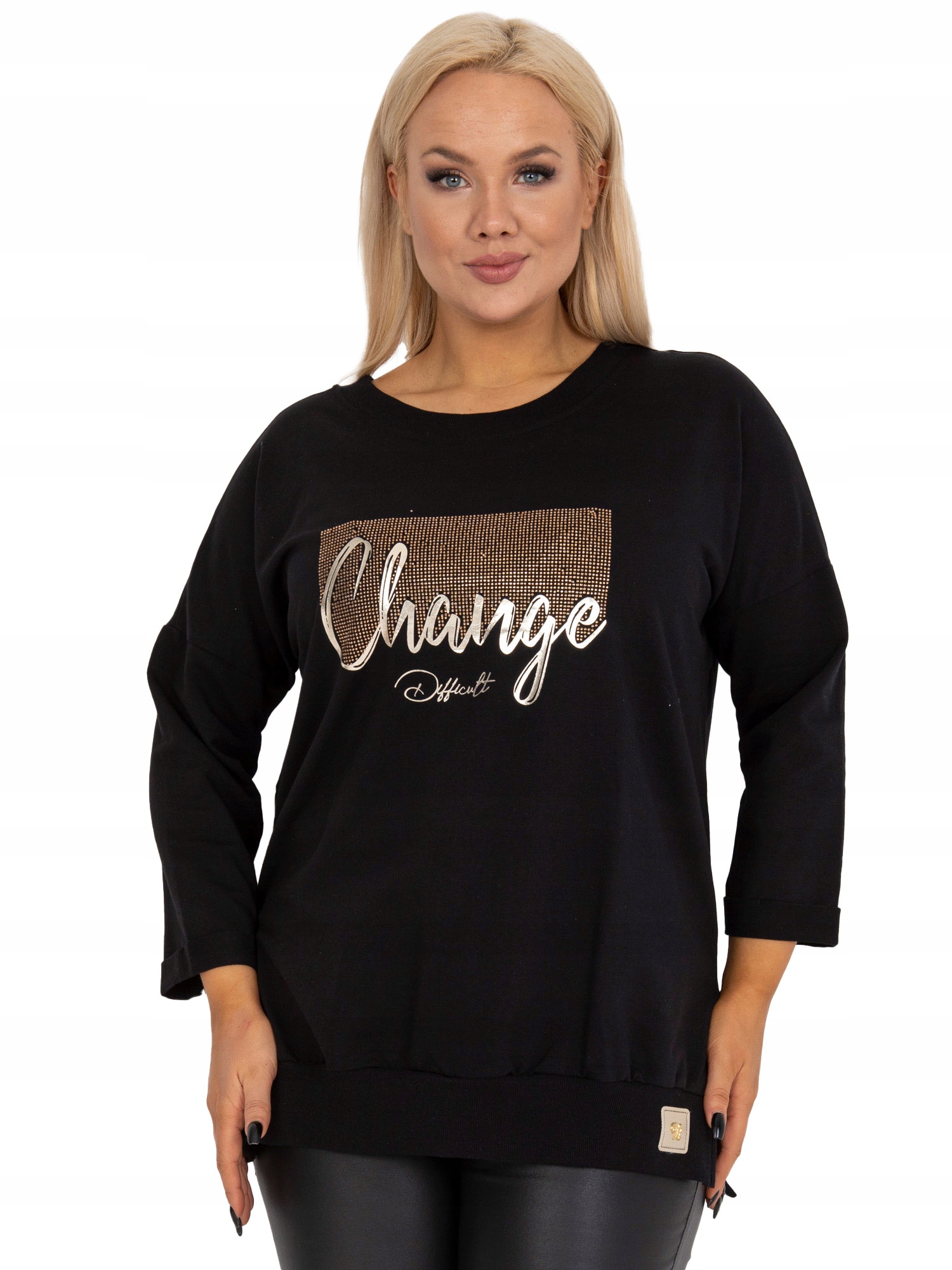 

Modna Bluzka damska Plus Size z aplikacją dżety