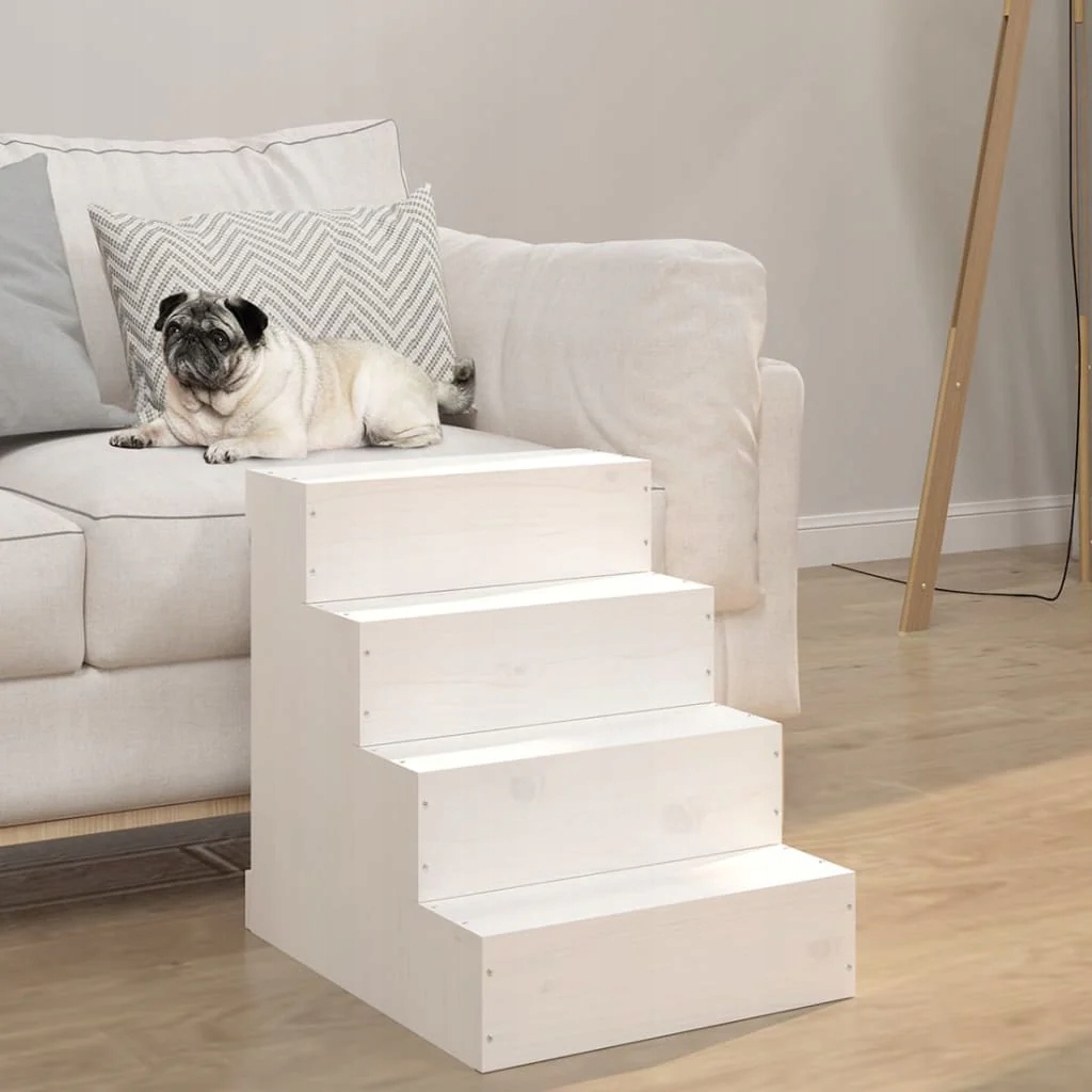 Levně Fionshop 262923620 Schůdky pro domácí zvířata bílé 40x49x47 cm masivní bo